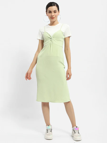 Knotted Pastel Green Midi Dress